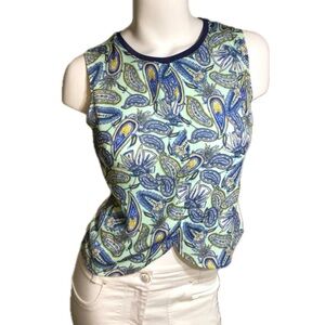 ZARA Paisley‎ Sleeveless High Neck Crop Top Blouse Sz S